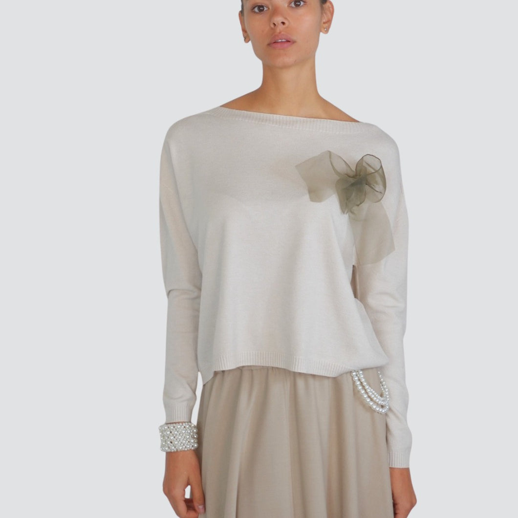 Philia Loft maglia over burro con spilla 51% viscosa Art L01O0420