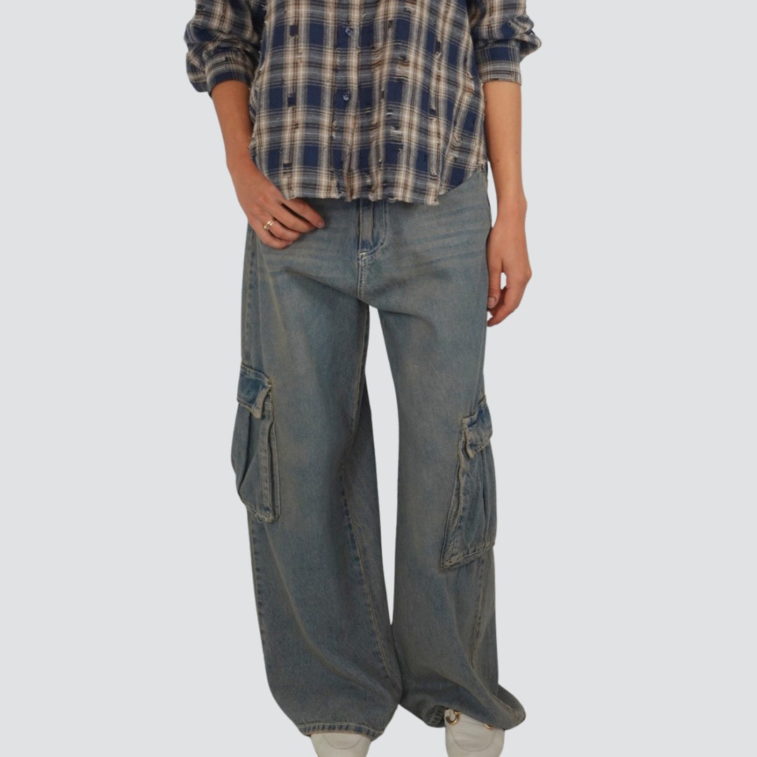 Tensione in jeans superpocket Giusi cargo 100% cotone