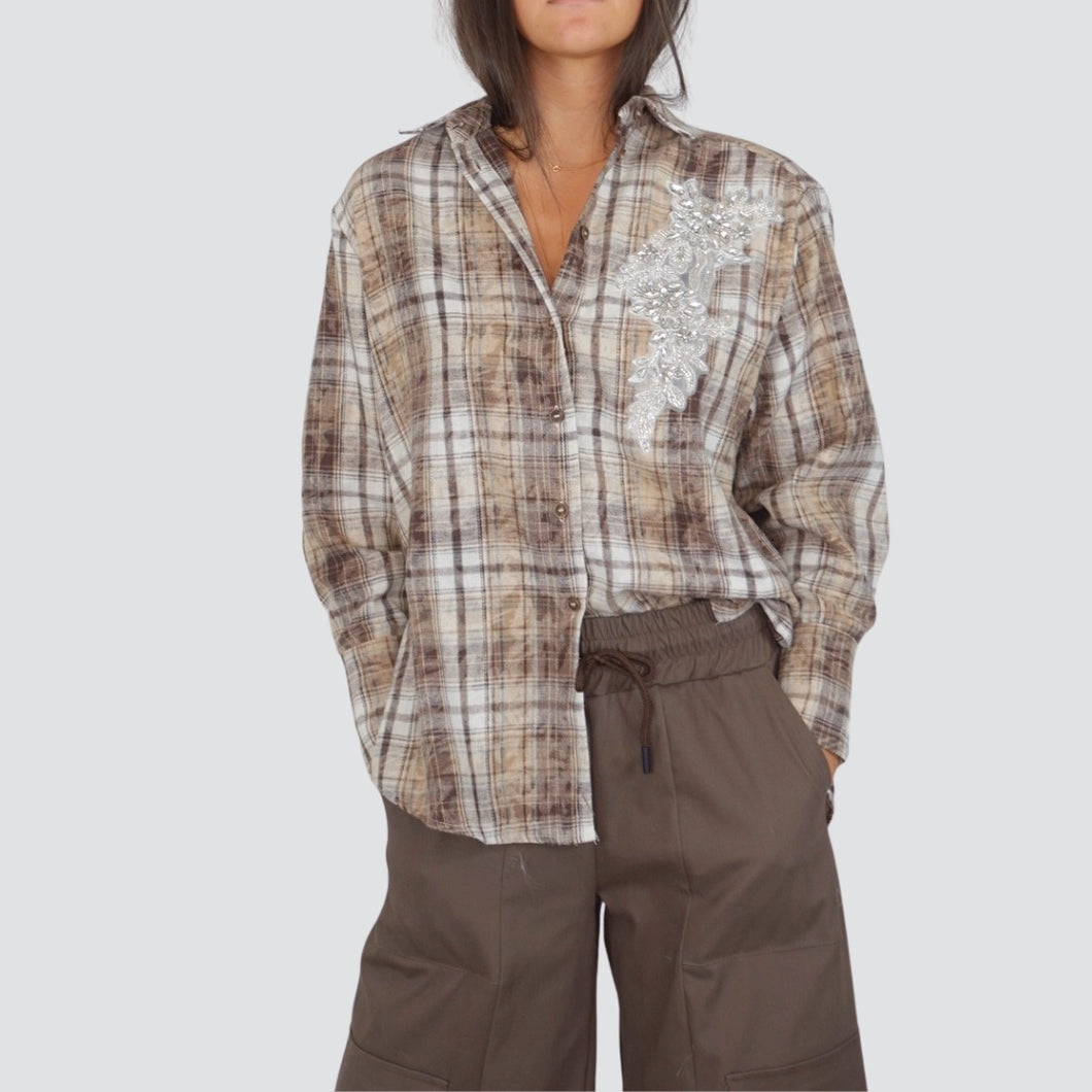 Haveone camicia flanella con patch Art CVI-P067