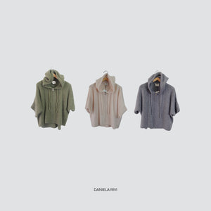 Dixie maglia over manica corta con cappuccio e zip 40% mohair 10% cashmere Art M277Y187