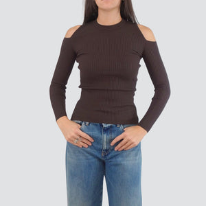 Vicolo maglia aderente a costina cut out 70% viscosa Art 22185F