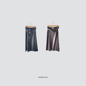 Haveone gonna longuette eco-pelle con doppia cintura Art GMA-P110