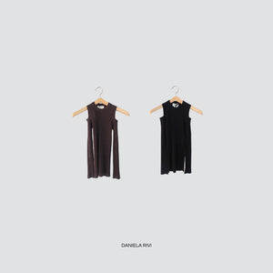 Vicolo maglia aderente a costina cut out 70% viscosa Art 22185F