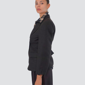 Vicolo giacca moro foderata occhio di pernice sfiancatura laccio retro 50% viscosa Art TF1576