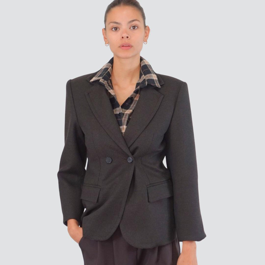 Vicolo giacca moro foderata occhio di pernice sfiancatura laccio retro 50% viscosa Art TF1576