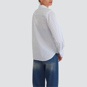 Tensione in camicia gessata con spaliini 60% cotone Art W25C719
