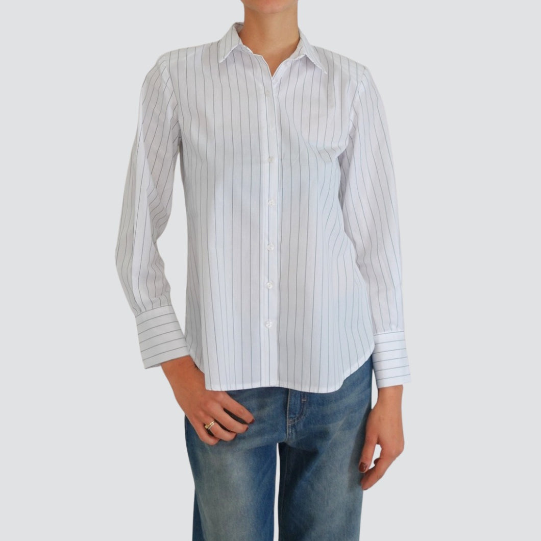 Tensione in camicia gessata con spaliini 60% cotone Art W25C719