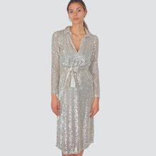 Carica l'immagine nel visualizzatore di Gallery, Tensione in abito chemisier micro paillettes con cintura Art WA530
