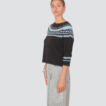 Carica l'immagine nel visualizzatore di Gallery, Haveone maglia norvegese moro panna azzurro Art MFP-P361
