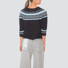 Carica l'immagine nel visualizzatore di Gallery, Haveone maglia norvegese moro panna azzurro Art MFP-P361

