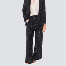 Carica l'immagine nel visualizzatore di Gallery, Tensione in pantalone palazzo  paillettes elastico vita Art P4754
