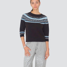 Carica l'immagine nel visualizzatore di Gallery, Haveone maglia norvegese moro panna azzurro Art MFP-P361
