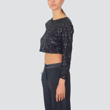 Carica l'immagine nel visualizzatore di Gallery, Tensione in maglia crop paillettes Art 50039AT

