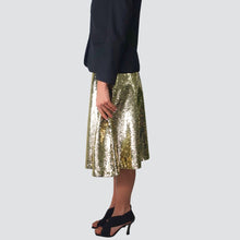 Carica l'immagine nel visualizzatore di Gallery, Dixie gonna paillettes oro zip laterale
