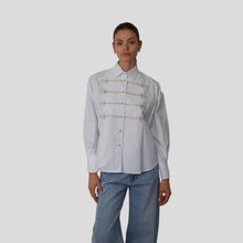 Carica l'immagine nel visualizzatore di Gallery, Haveone camicia over con ricamo oro 62% cotone Art CVS-Q055
