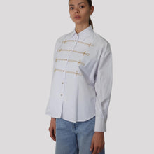 Carica l'immagine nel visualizzatore di Gallery, Haveone camicia over con ricamo oro 62% cotone Art CVS-Q055
