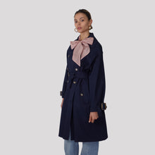 Carica l'immagine nel visualizzatore di Gallery, Vicolo trench blu spacco retro 97% cotone Art TAB0356
