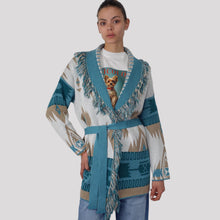 Carica l'immagine nel visualizzatore di Gallery, Vicolo cardigan con frangia e cintura 50% cotone Art 7AB7036
