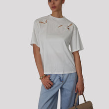Carica l'immagine nel visualizzatore di Gallery, Tensione in t-shirt inserti pizzo 100% cotone Art PE260055
