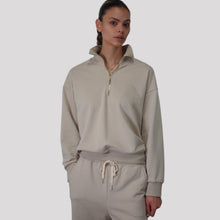 Carica l'immagine nel visualizzatore di Gallery, Tensione in felpa over garzata  con zip  spalla scesa 65% cotone Art 26M3693 ( pantalone Art 26P3707 )

