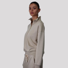 Carica l'immagine nel visualizzatore di Gallery, Tensione in felpa over garzata  con zip  spalla scesa 65% cotone Art 26M3693 ( pantalone Art 26P3707 )
