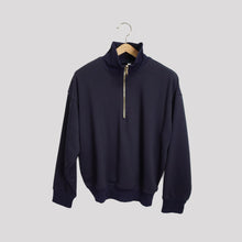Carica l'immagine nel visualizzatore di Gallery, Tensione in felpa over garzata  con zip  spalla scesa 65% cotone Art 26M3693 ( pantalone Art 26P3707 )
