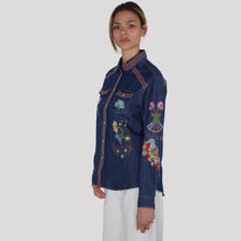 Carica l'immagine nel visualizzatore di Gallery, Kontatto camicia denim ricamata 80% cotone Art MU4000N
