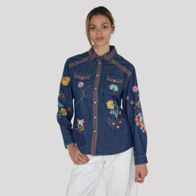 Carica l'immagine nel visualizzatore di Gallery, Kontatto camicia denim ricamata 80% cotone Art MU4000N
