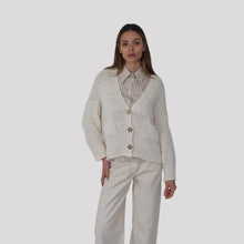 Carica l'immagine nel visualizzatore di Gallery, Haveone cardigan tre bottoni bande rilievo 50% cotone Art JIT-Q006
