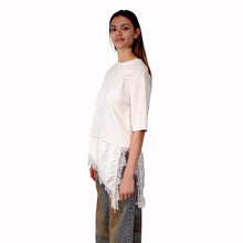 Carica l'immagine nel visualizzatore di Gallery, Haveone t-shirt felpa over con raso e pizzo 74% cotone Art TJK-Q027
