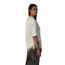 Carica l'immagine nel visualizzatore di Gallery, Haveone t-shirt felpa over con raso e pizzo 74% cotone Art TJK-Q027

