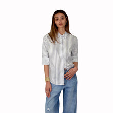Carica l'immagine nel visualizzatore di Gallery, Haveone camicia over rigata celeste 97% cotone Art CJK-Q051
