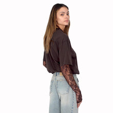 Carica l'immagine nel visualizzatore di Gallery, Vicolo t-shirt over manica pizzo 95% cotone Art UAB0146
