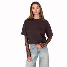 Carica l'immagine nel visualizzatore di Gallery, Vicolo t-shirt over manica pizzo 95% cotone Art UAB0146
