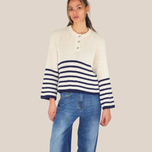 Carica l'immagine nel visualizzatore di Gallery, Haveone maglia scatola serafino rigata 80% cotone Art MNC-Q086
