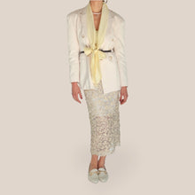 Carica l'immagine nel visualizzatore di Gallery, Haveone gonna beige rete lurex con paillettes elastico vita Art GSO-Q010
