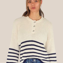 Carica l'immagine nel visualizzatore di Gallery, Haveone maglia scatola serafino rigata 80% cotone Art MNC-Q086
