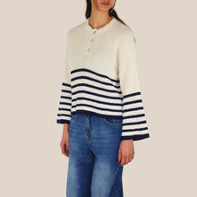Carica l'immagine nel visualizzatore di Gallery, Haveone maglia scatola serafino rigata 80% cotone Art MNC-Q086
