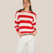 Carica l'immagine nel visualizzatore di Gallery, Haveone maglia girocollo over rigata 80% cotone Art MNC-Q085
