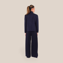 Carica l'immagine nel visualizzatore di Gallery, Vicolo pantalone gessato palazzo colore blu 35% viscosa Art TAB1112 ( blazer Art TAB1107 )
