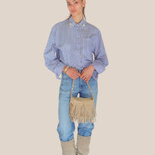Carica l'immagine nel visualizzatore di Gallery, Vicolo camicia over rigata con applicazione colletto 100% cotone Art TD1224
