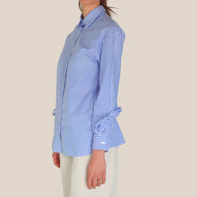 Carica l'immagine nel visualizzatore di Gallery, Vicolo camicia over rigata fiocco polsino 100% cotone Art TD1673
