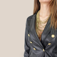 Carica l'immagine nel visualizzatore di Gallery, Dixie giacca nera ecopelle bottoni oro Art J184M029
