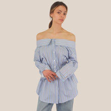 Carica l'immagine nel visualizzatore di Gallery, Dixie camicia shiffer rigata 100% cotone Art C067A109
