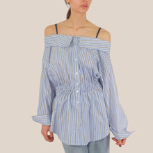 Carica l'immagine nel visualizzatore di Gallery, Dixie camicia shiffer rigata 100% cotone Art C067A109
