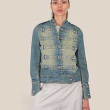 Carica l'immagine nel visualizzatore di Gallery, Tensione in giacca denim alamari bottoni oro lavaggio sabbiato 100% cotone Art CP400
