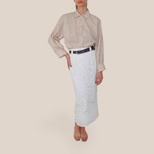 Carica l'immagine nel visualizzatore di Gallery, Haveone gonna longuette pizzo con cintura zip e spacco retro 55% cotone Art GFW-Q066
