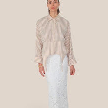 Carica l'immagine nel visualizzatore di Gallery, Haveone camicia sabbia rigata blu 45% cotone Art CVS-Q165

