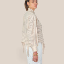 Carica l'immagine nel visualizzatore di Gallery, Haveone camicia sabbia rigata blu 45% cotone Art CVS-Q165
