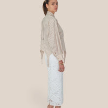 Carica l'immagine nel visualizzatore di Gallery, Haveone gonna longuette pizzo con cintura zip e spacco retro 55% cotone Art GFW-Q066
